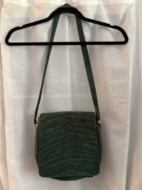 Adrienne Vittadini green suede crossbody bag